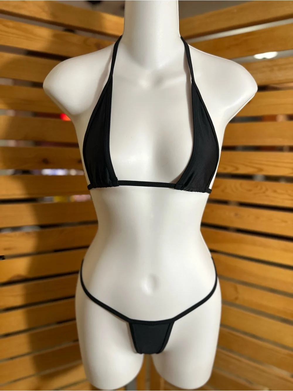 Minimal String Triangle Bikini Set - Black